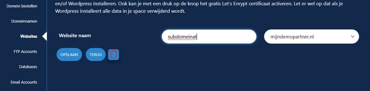 Kan ik subdomeinen aanmaken?