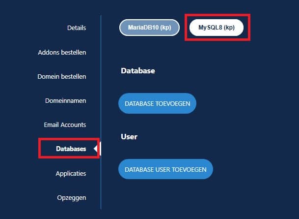 MySQL 8 database aanmaken