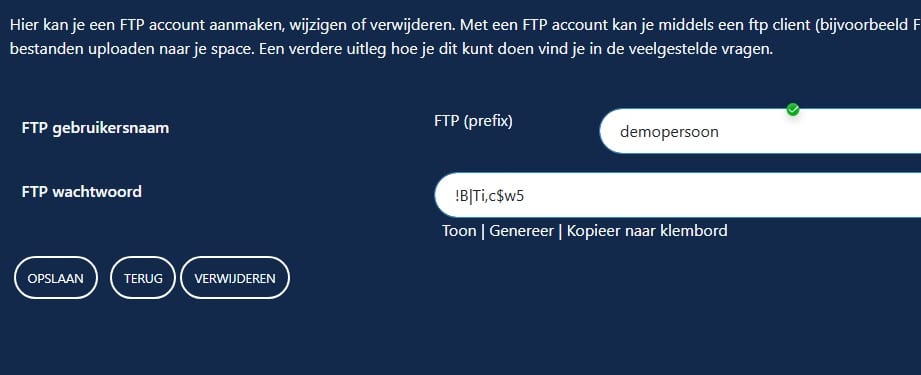 Hoe maak ik een nieuw ftp account aan?