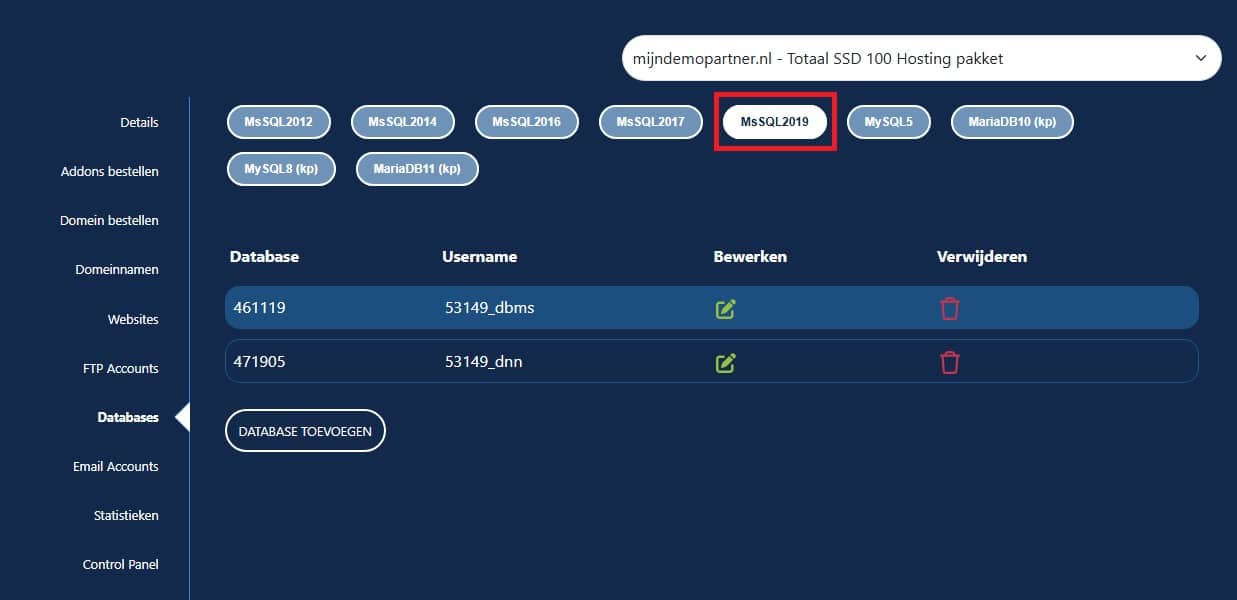 MS SQL databases beheren en aanmaken