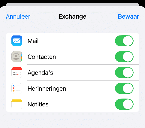 Hosted Exchange instellen binnen IOS 18