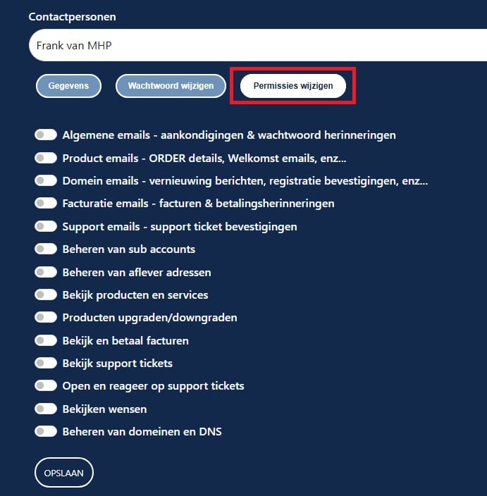 Contactpersonen aanmaken in het klantenpanel