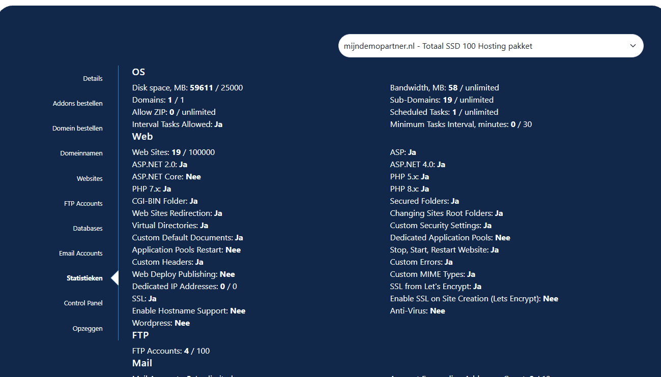 Hoeveel ruimte verbruik ik?