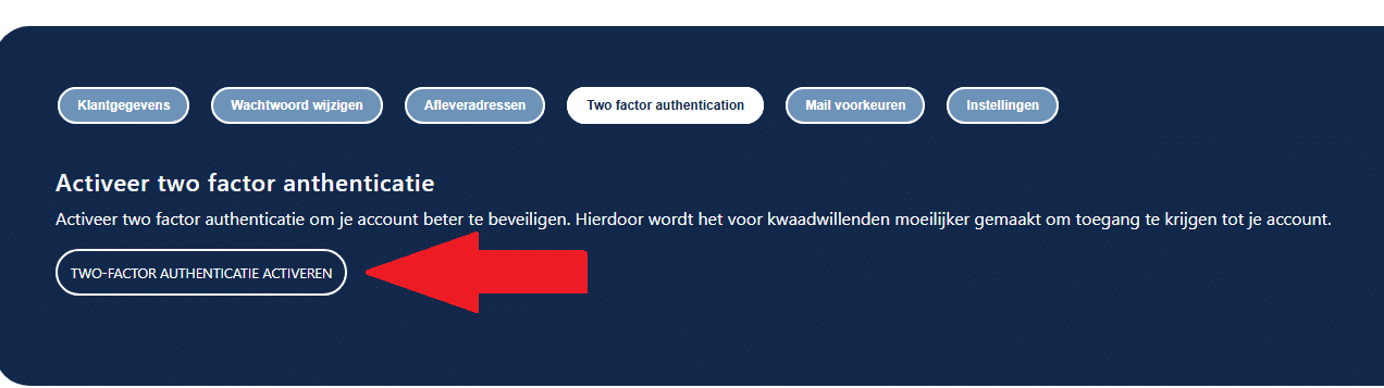 twee factor authenticatie toevoegen