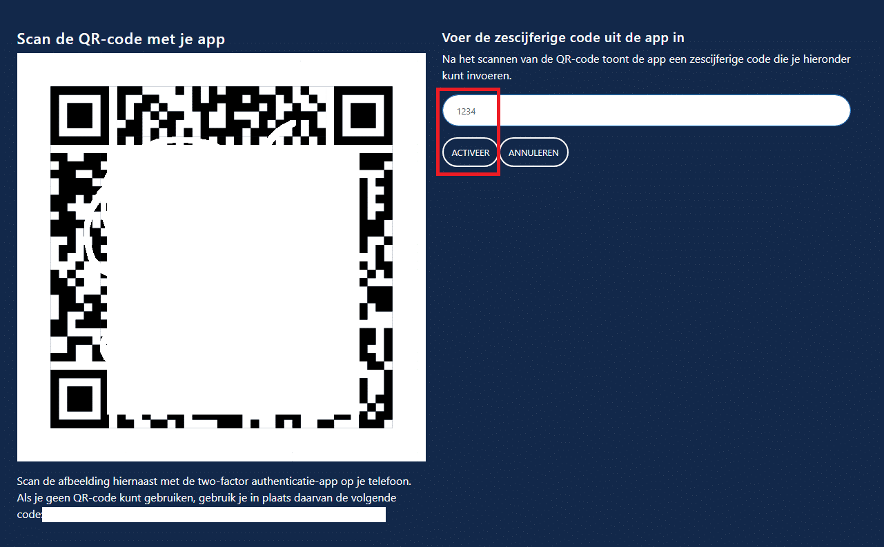 twee factor authenticatie toevoegen