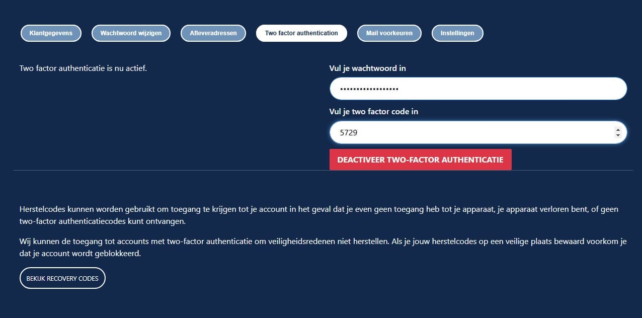 twee factor authenticatie toevoegen