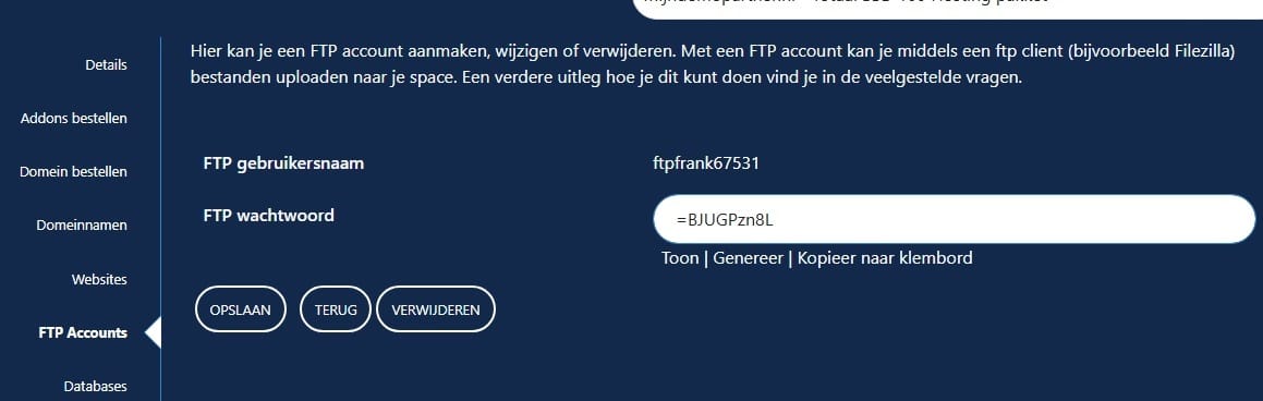 Waar vind ik mijn FTP Gegevens en hoe kan ik deze wijzigen?