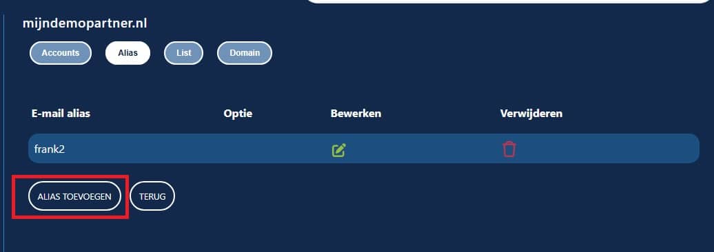 Hoe moet ik een e-mail alias aanmaken?