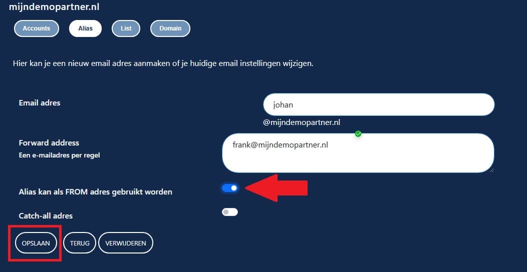 Hoe moet ik een e-mail alias aanmaken?