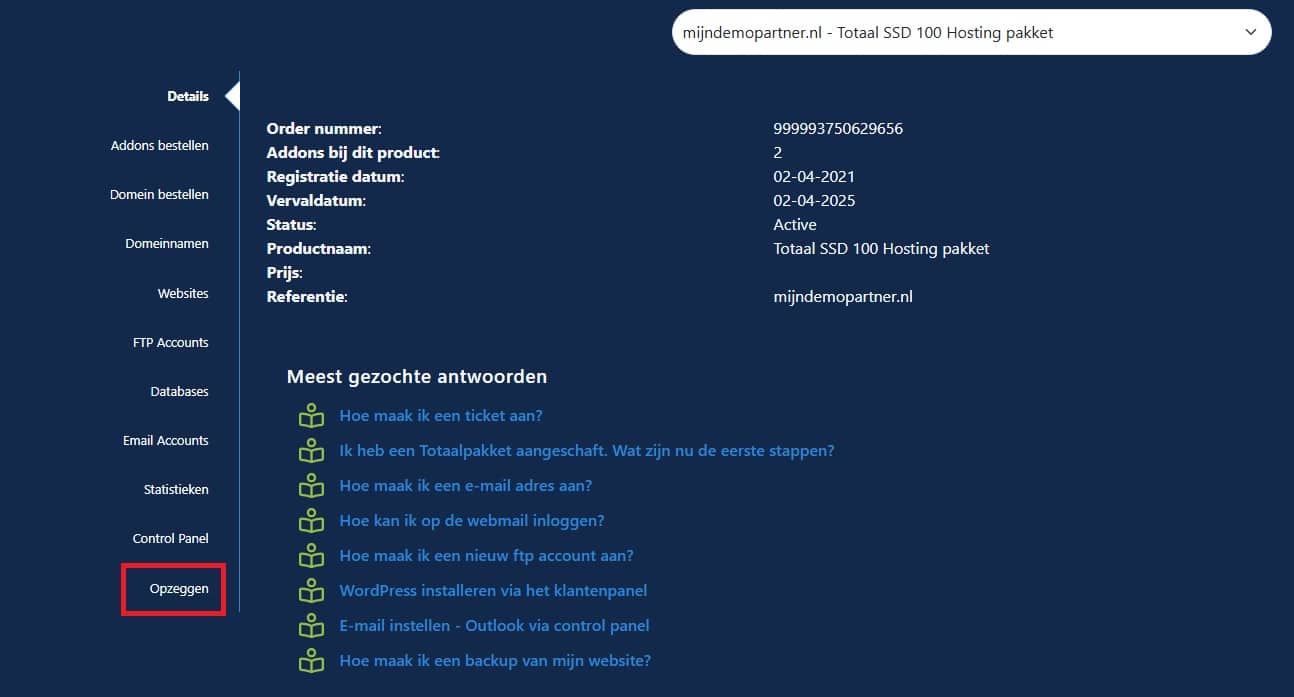 Opzeggen of beëindigen van het contract / abonnement