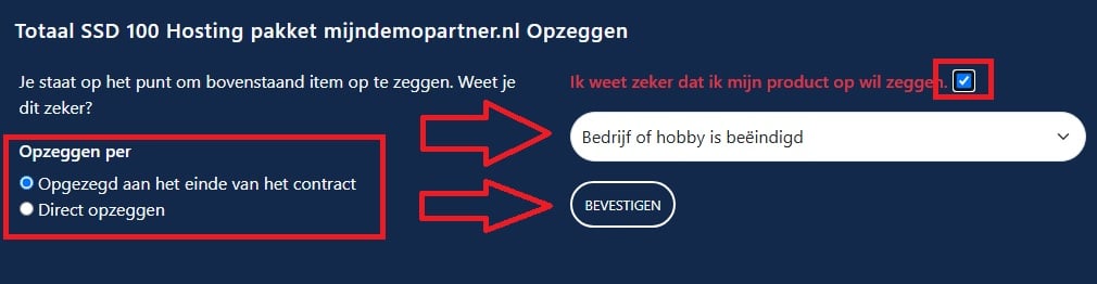 Opzeggen of beëindigen van het contract / abonnement