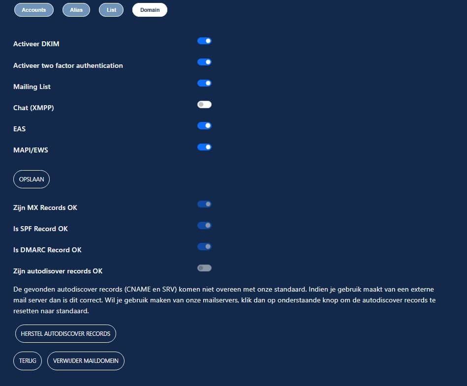 Email DNS controleren en herstellen