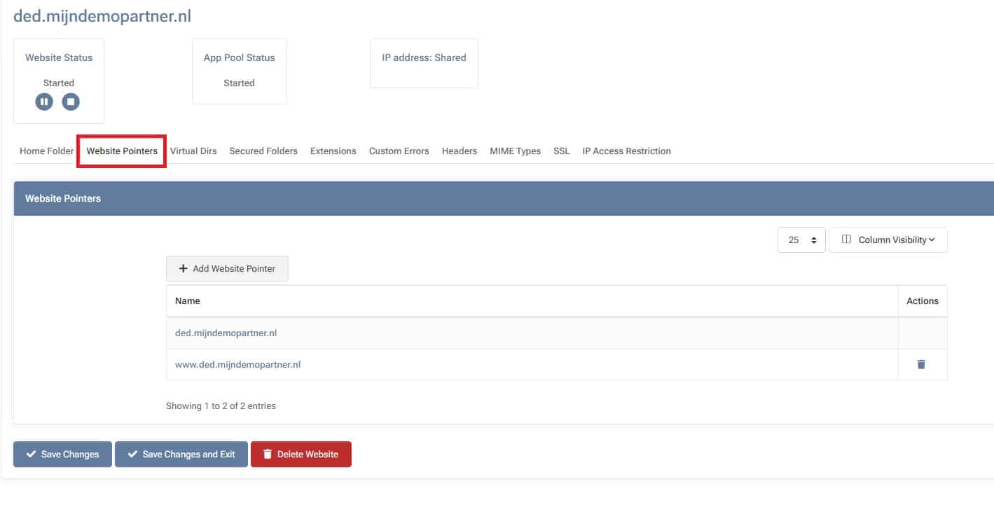 Website pointer toevoegen