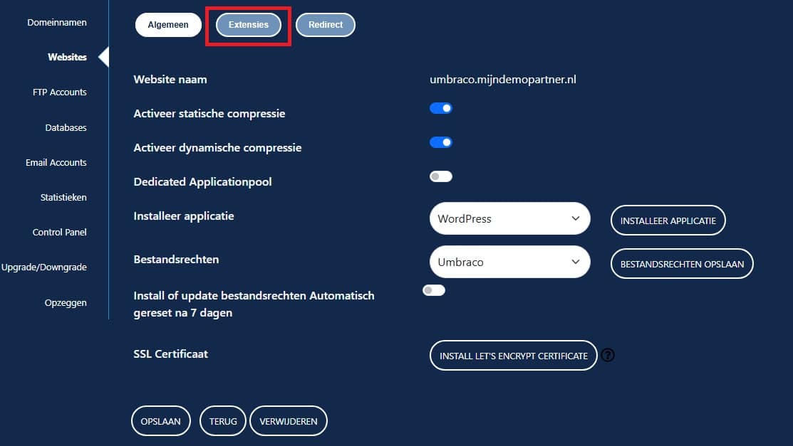 Hoe kan ik mijn ASP.NET versie instellen?