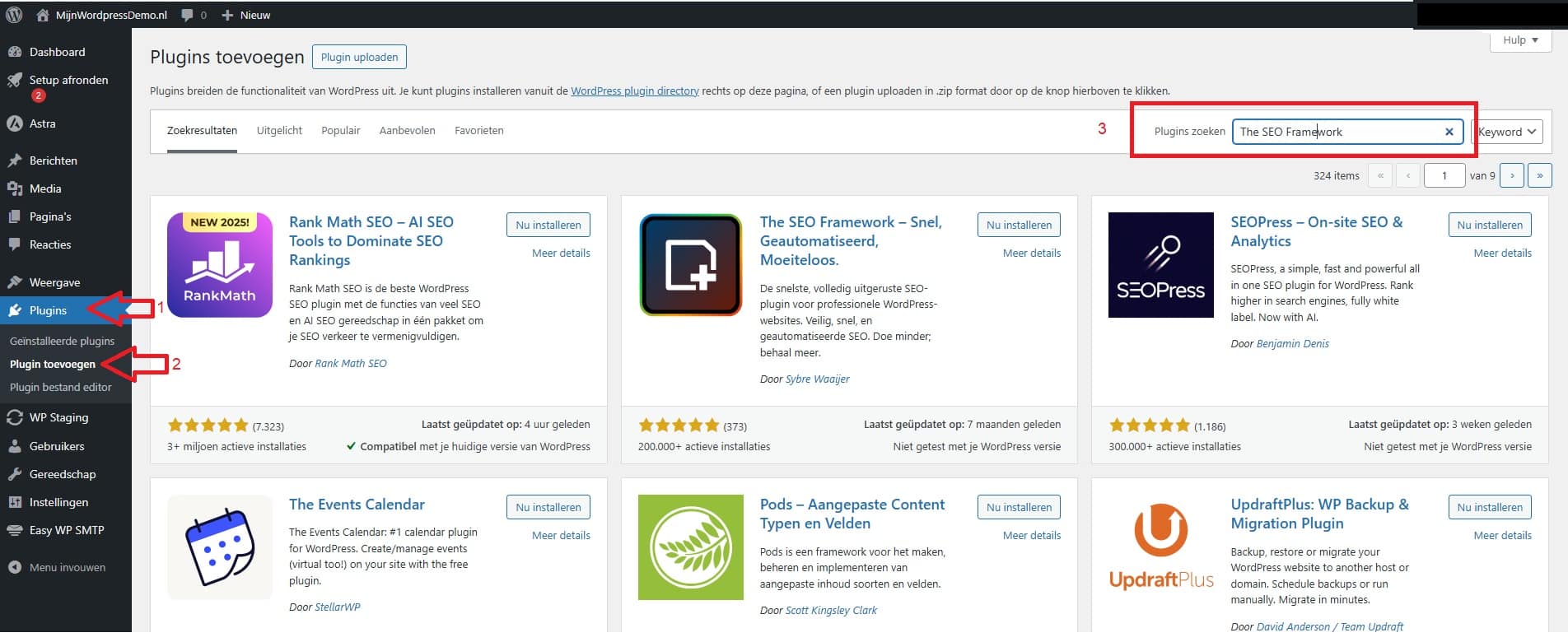 Plugins installeren binnen WordPress