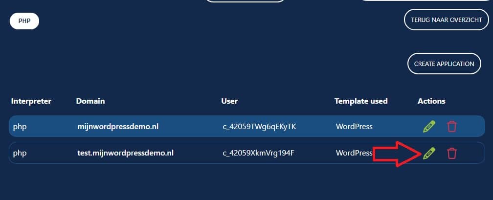 PHP versie instellen en instellingen beheren