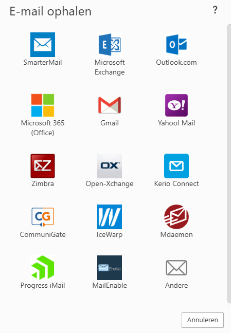 Meerdere email adressen ophalen binnen de webmail