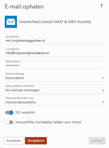 Meerdere email adressen ophalen binnen de webmail