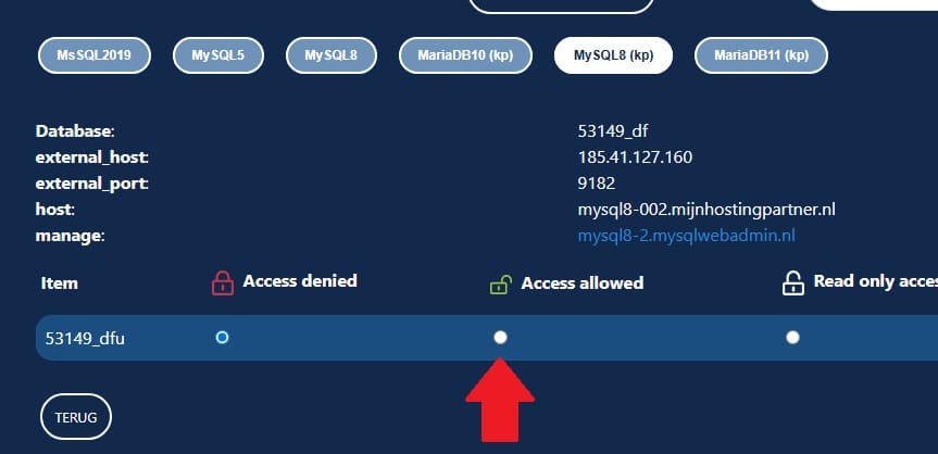 MySQL upgrade - user opnieuw koppelen