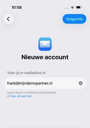 Email instellen - iOS 26 iPad/iPhone