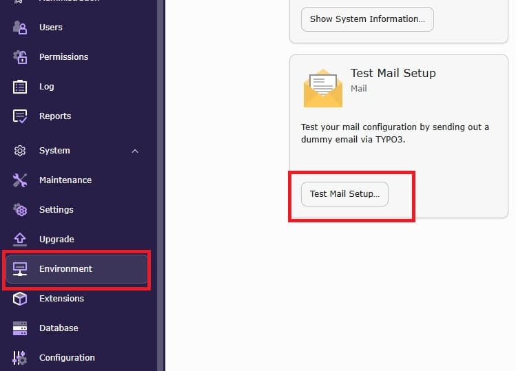SMTP instellingen voor TYPO3