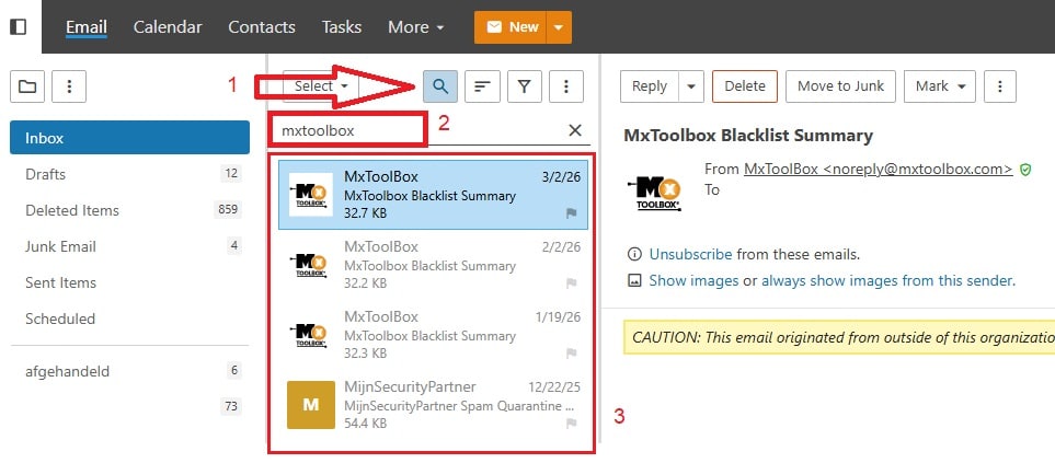 Online zoeken in de mailbox