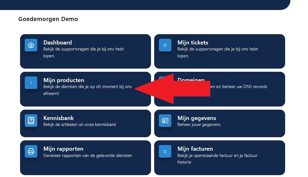 Control panel bij een Linux webhosting pakket