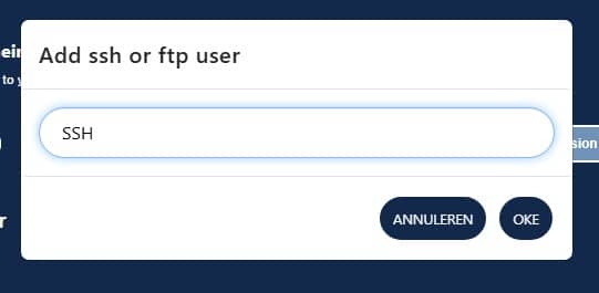 FTP en SSH account aanmaken