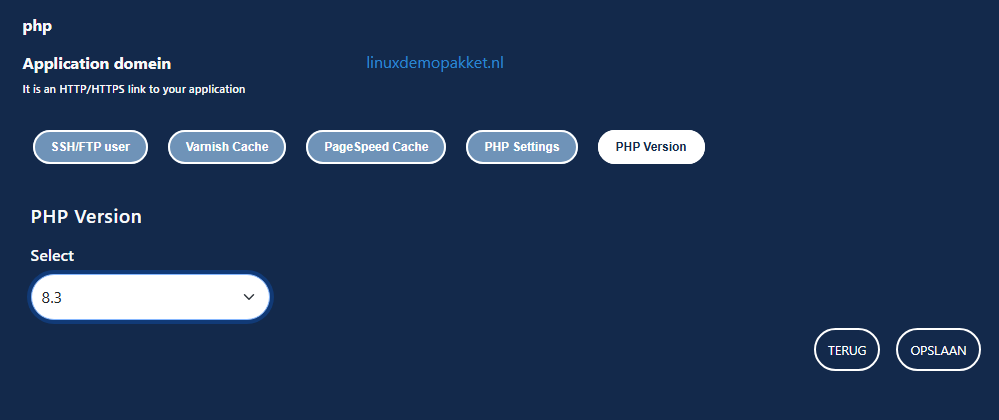 PHP versie beheren