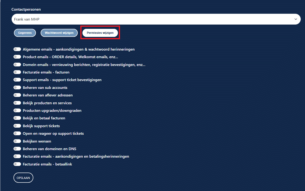 Subaccounts voor het klantenpanel beheren