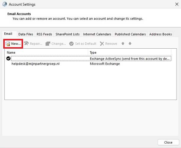 Hosted Exchange instellen binnen klassiek Outlook