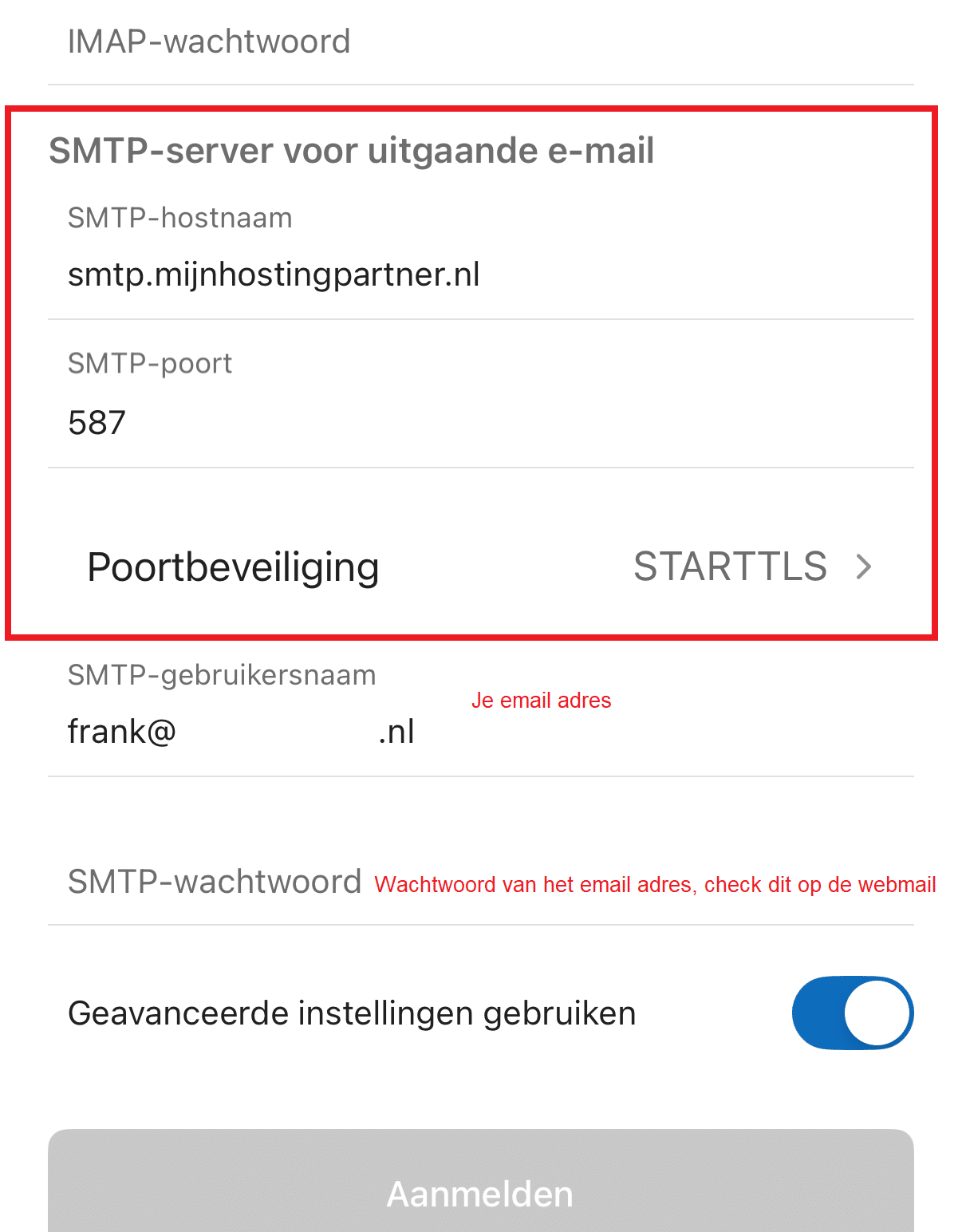 Email instellen - Outlook IOS