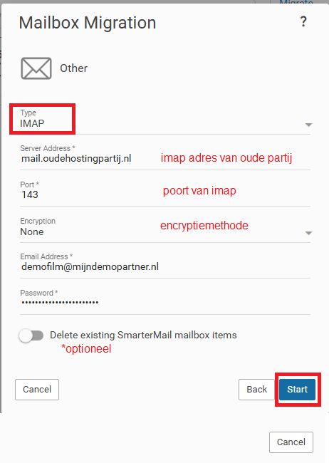 Email migreren vanuit een andere hosting partij