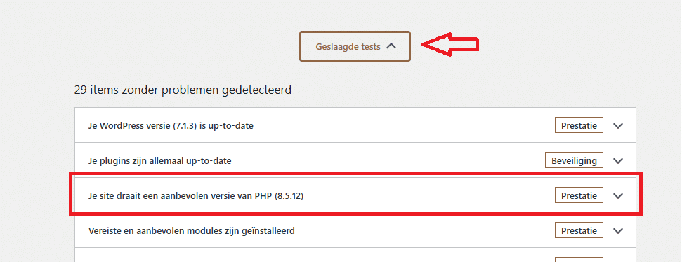 PHP versie controleren binnen WordPress