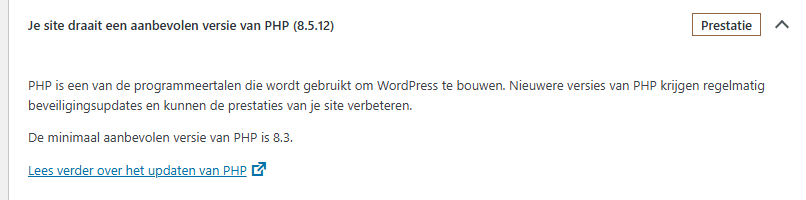 PHP versie controleren binnen WordPress