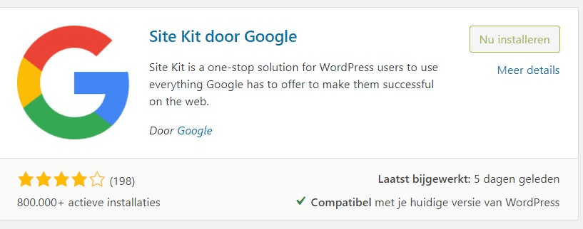 WordPress plugin SiteKit door Google