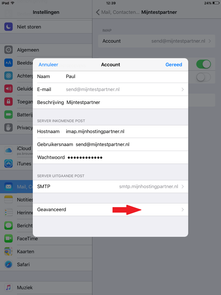 Email instellen - iOS 9 iPad/iPhone