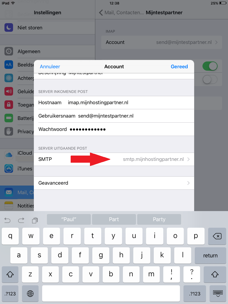 Email setup - IOS 9 iPad/iPhone