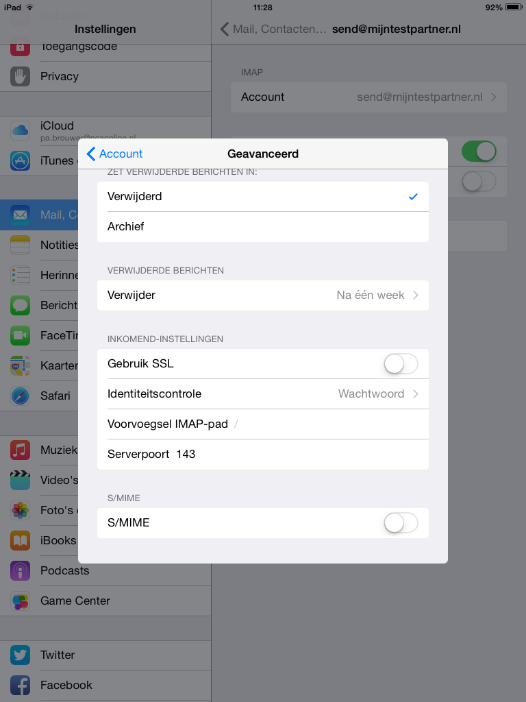 Email instellen - iOS 8 iPad/iPhone