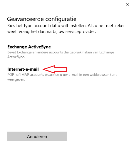 E-mail instellen - Windows 10