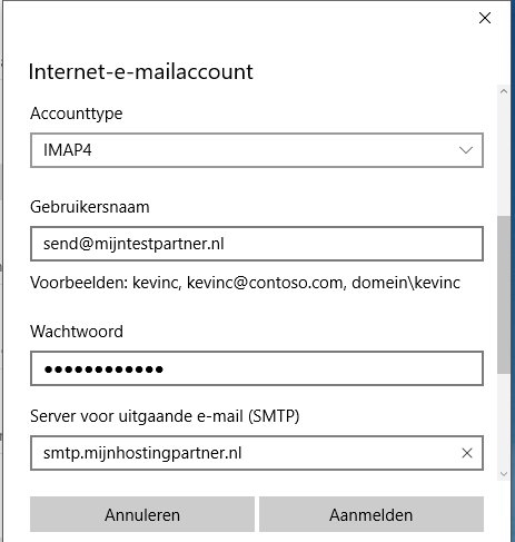 Setting up e-mail - Windows 10