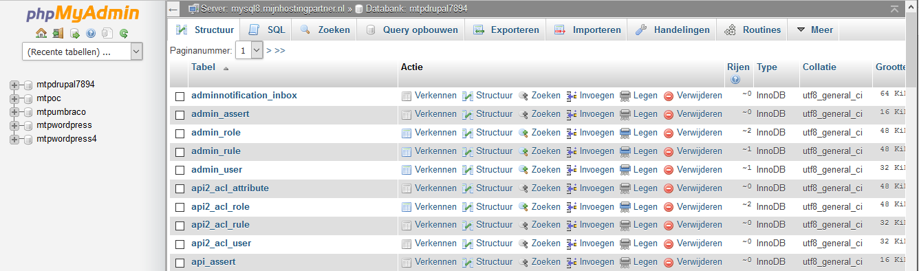 MySQL databases beheren phpmyadmin 3